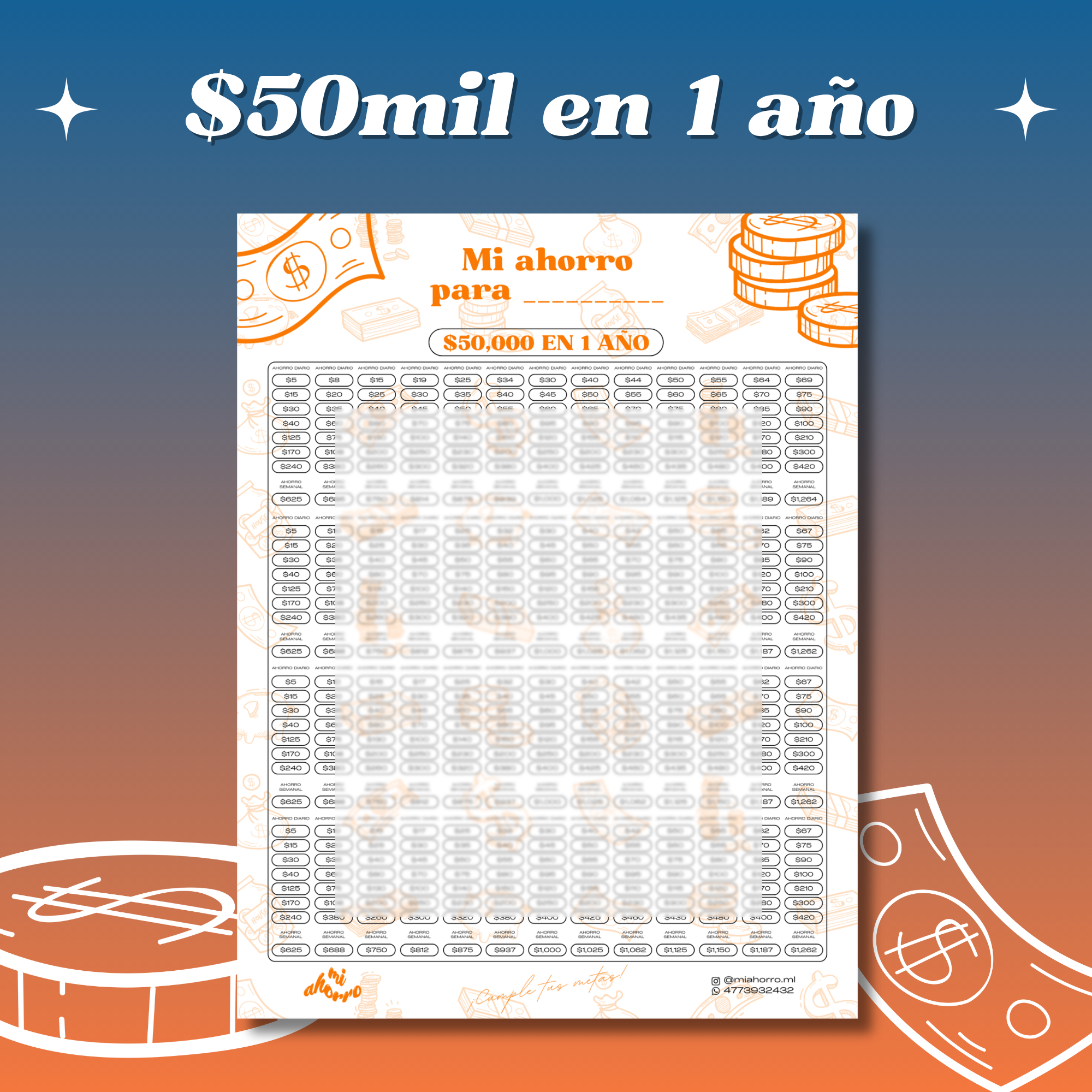 Ahorro de $50,000 pesos en 1 año