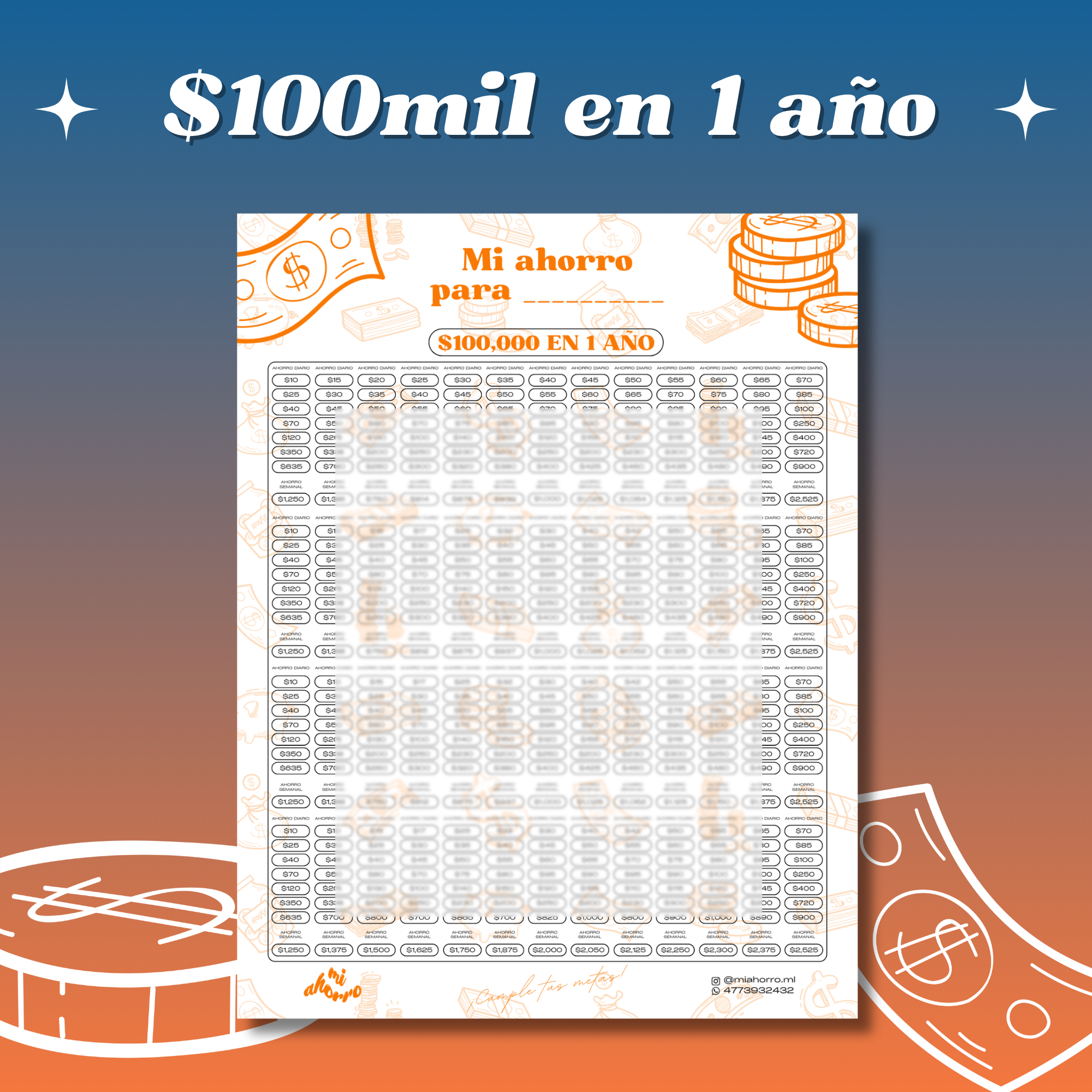 Ahorro de $100,000 pesos en 1 año